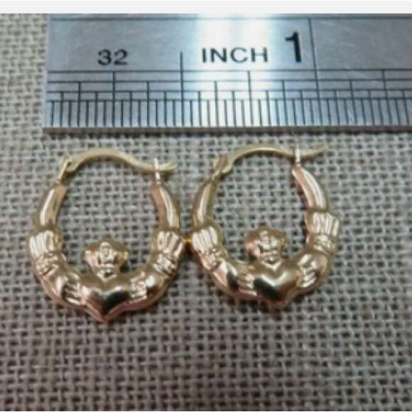 Solid 14k Gold Celtic Heart Hoop Earrings (small)